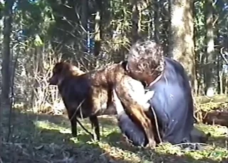 Outdoors Man Devours Dog Ass with Fingering