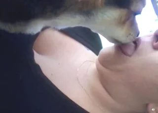 Busty Zoophile MILF Gets Sweet Dog Kisses